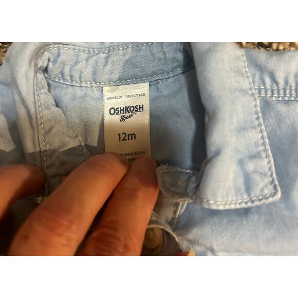 Oshkosh Toddler Girls Denim & Mesh Pink Dress Dress 12 Months - Picture 2 of 4